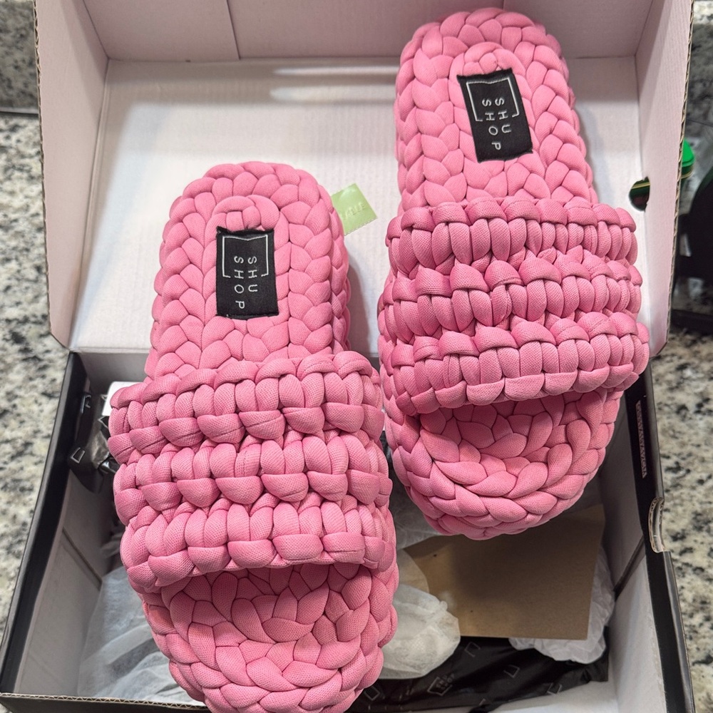 ShuShop Bubble Pink Braided Slide Slippers